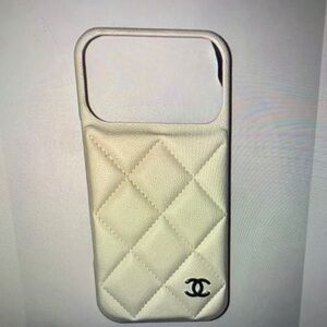 CHANEL Quilted White Phone Case